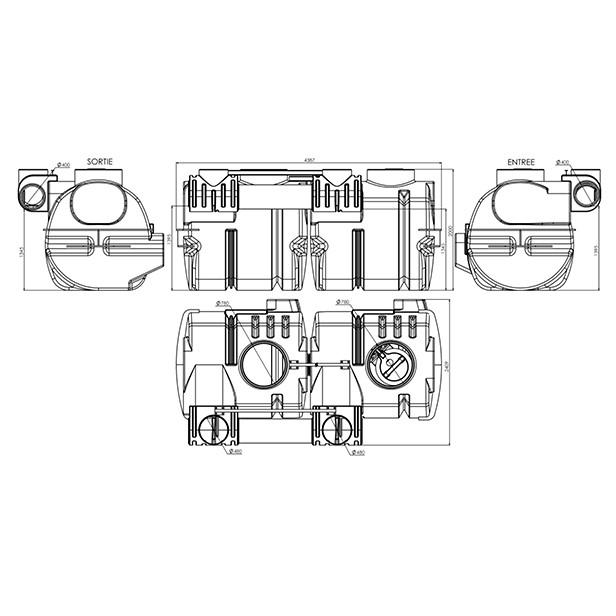 Koolwaterstof PSDC50 BYPASS olie- en benzine afscheider 50l/s met bypass