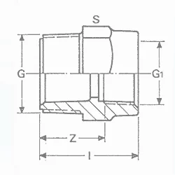 PVC druk verloopstuk 2" x 5/4" M/F (35st/doos)