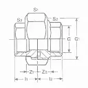 PVC druk raccord 2" F/F zeskant (30st/doos)