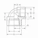 PVC pressure elbow 3/4" x 1/2" with stainless steel ring (90pcs/box)