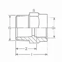 PVC druk red. 2" - 1" M/F met inox ring (35st/doos)