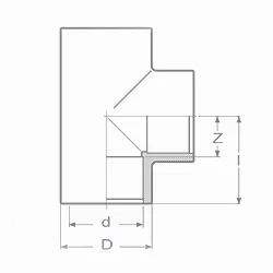 PVC druk T-stuk dia 125 90°