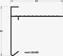 Alu dakrand standaard 60x64mm zwart structuur coatex l=2.5m