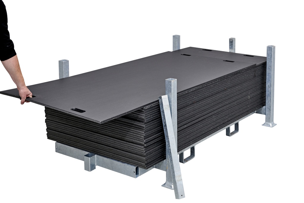 Rijplaat kunststof 2000x1000x20mm 30 ton 4gaten fijn geribd