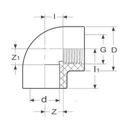 PVC druk bocht 50mm x 6/4" met inox ring (15st/doos)