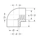 PVC druk bocht 50mm x 6/4" met inox ring (15st/doos)