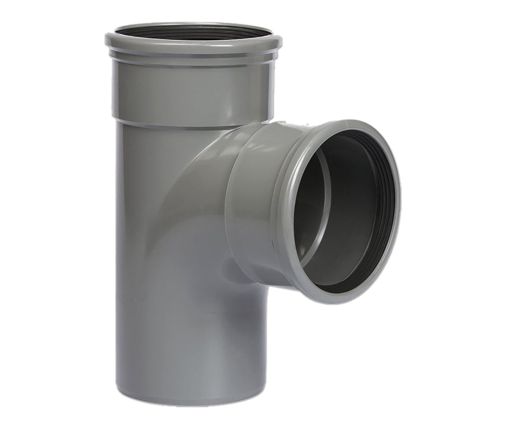 PVC T-stuk dia 250 87° 2xMSp grijs benor SN4