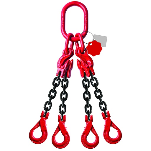 Chain 4-jump 8mm l=3m with safety hook and notch hook 4,25 Ton