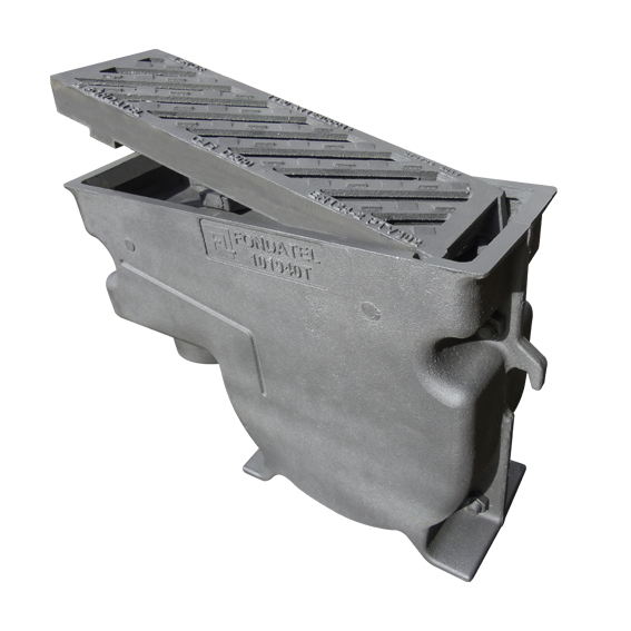 Cast iron street gully A28 D400 - flat angled bars br=190mm uitg=125mm BENOR (101940TP7)