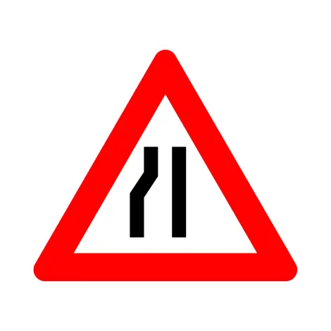 Verkeersbord A7b Rijbaanversmalling links SB250 Z700 HI WZ