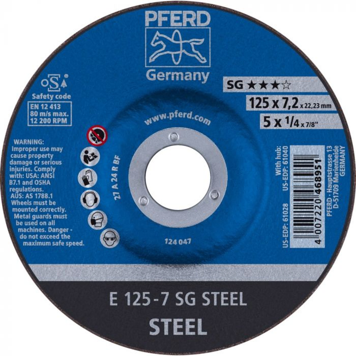 Doorslijpschijf dia 125-7 SG STEEL Pferd  