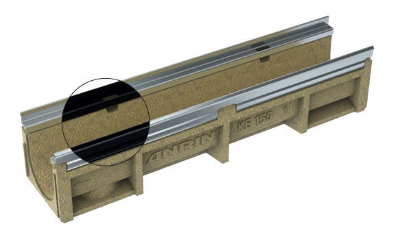 ANRIN KE 150 gutter l=1m 0.10 H21.5 B22 with galva border without grating