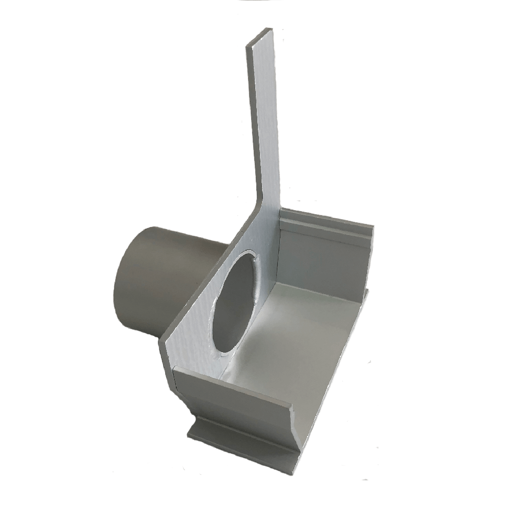 Aluminium afvoergeul met zijspleet 2 cm stop met uitloop dia 50mm links