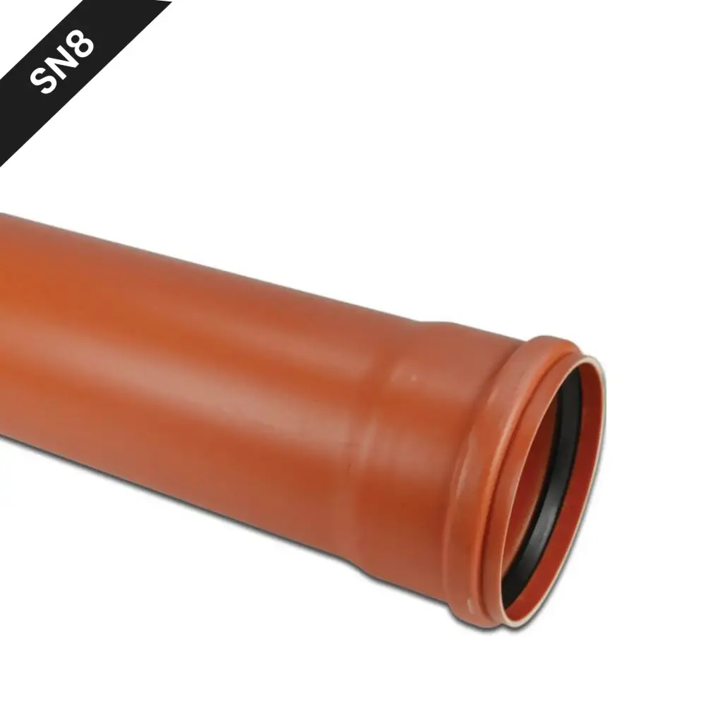 PVC buis dia 400 x 11,7 gemoft roodbruin benor SN8 l=5m (25m/pallet)