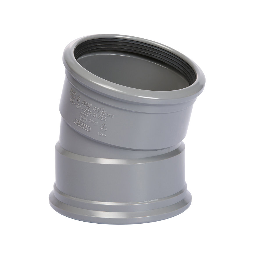 Coude PVC dia 110 15° 2xM gris benor SN8