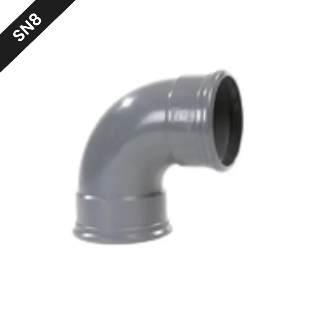 Coude PVC assainissement dia 125 87° 2xM gris benor SN8