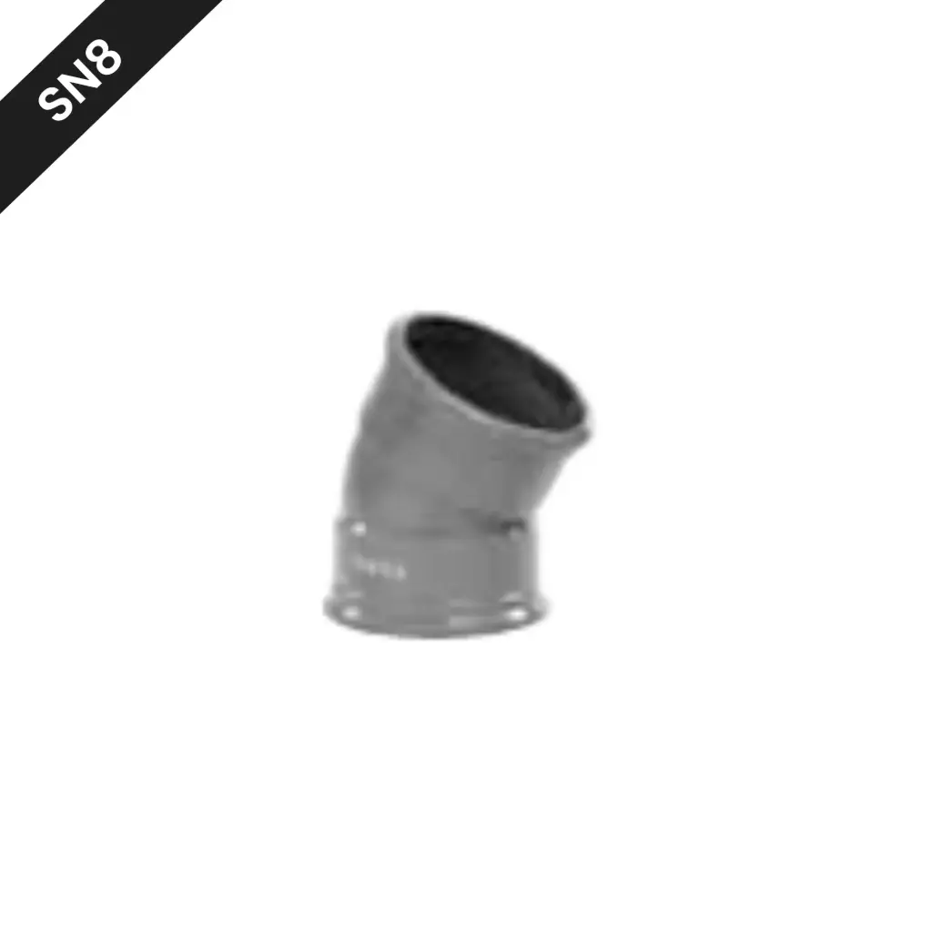 Coude PVC assainissement dia 160 30° 2xM gris benor SN8 (sur commande)