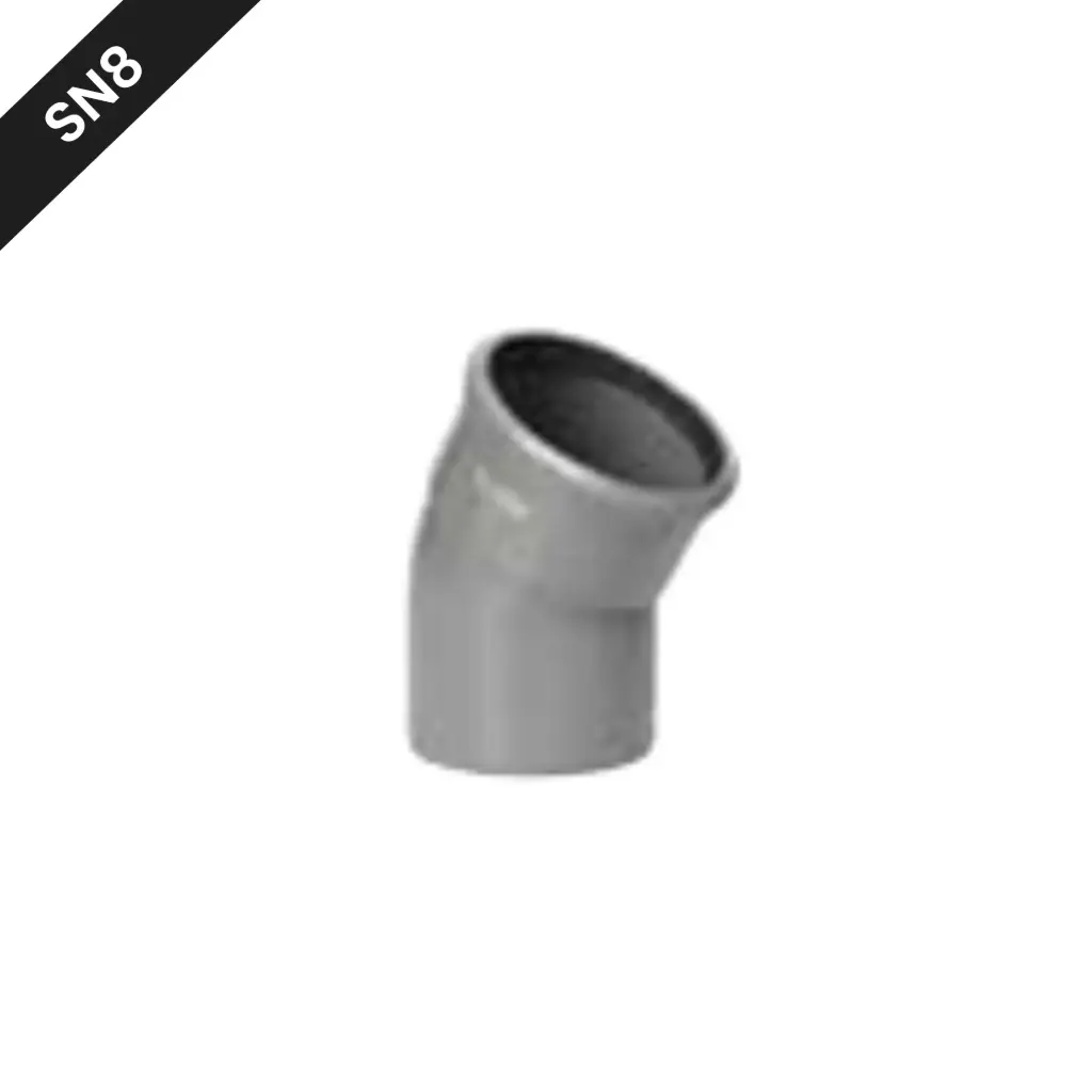 Coude d'égout en PVC dia 160 30° MSp gris benor SN8