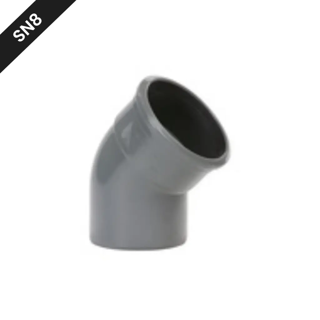 Coude d'égout en PVC dia 160 45° MSp gris benor SN8