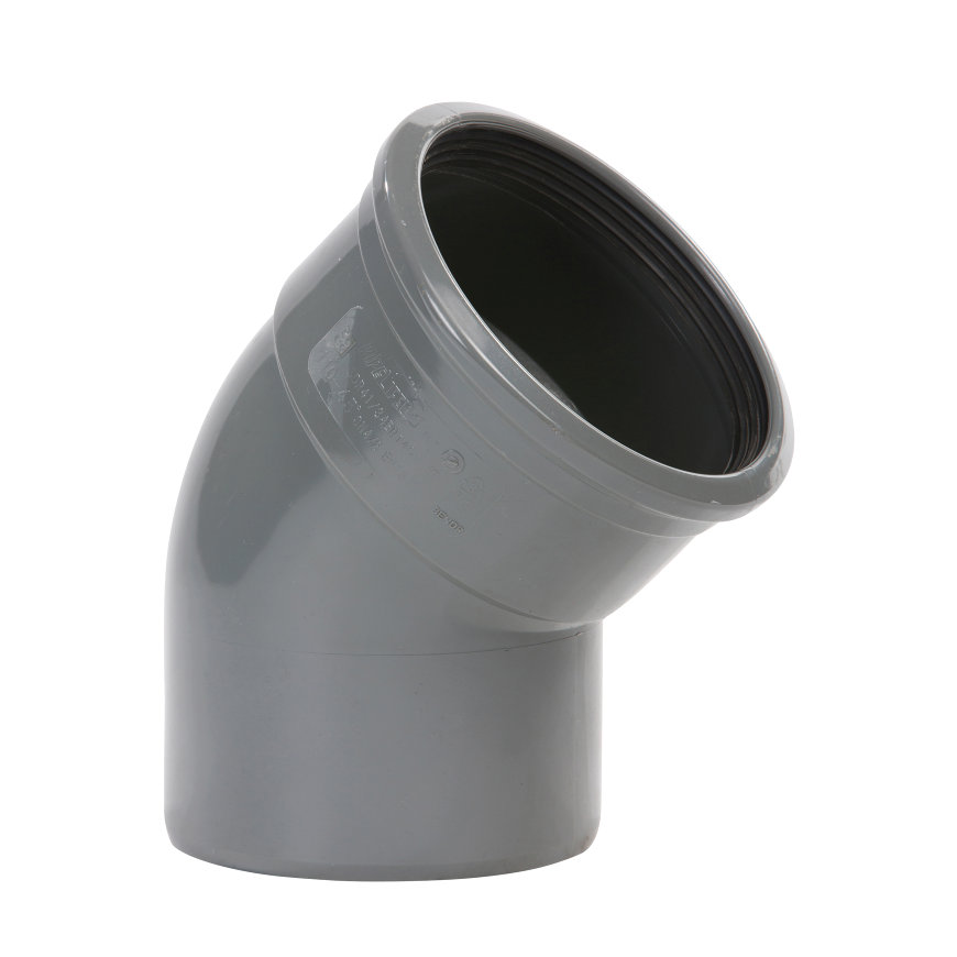 PVC bocht dia 200 45° MSp grijs benor SN4 