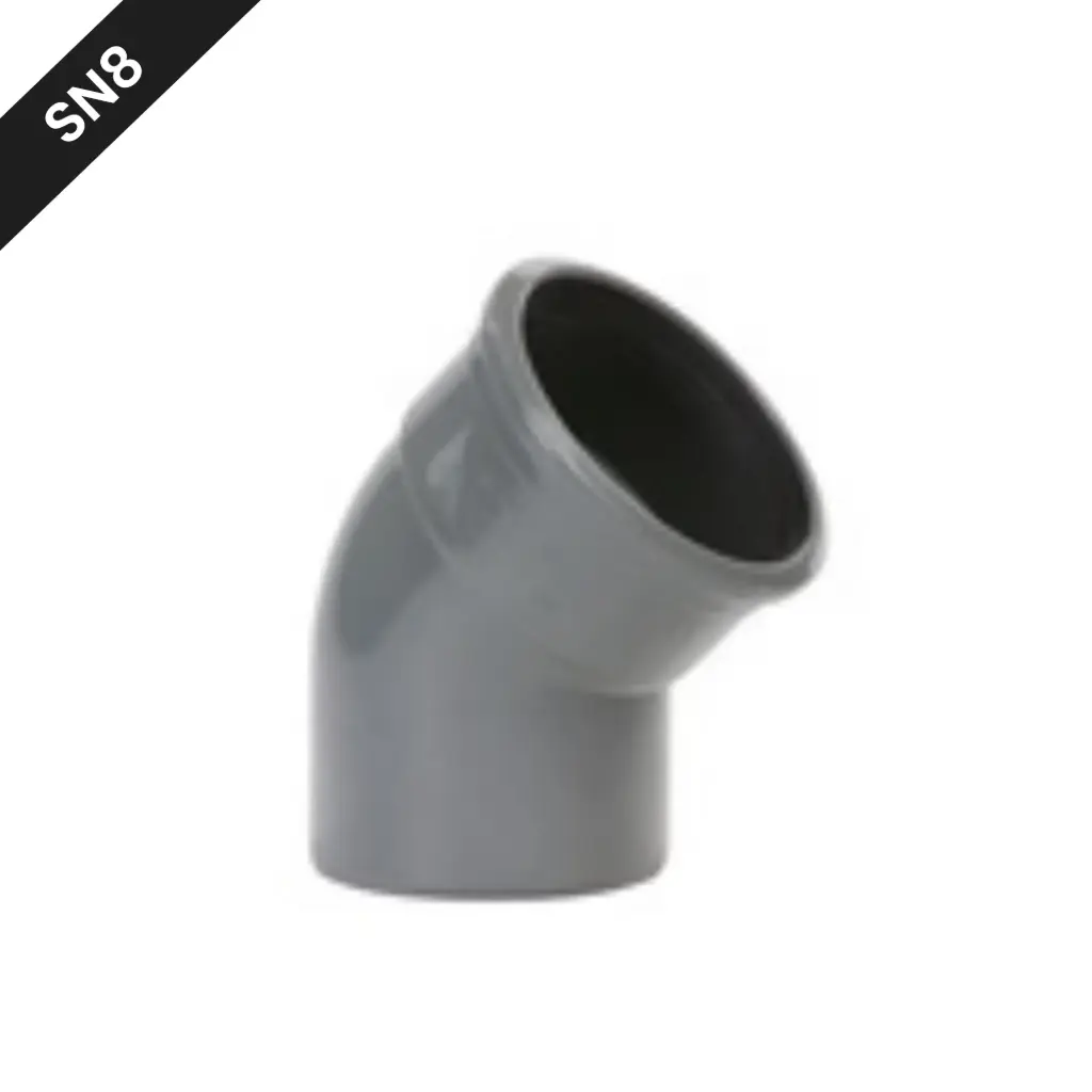 PVC street sewer bend dia 200 45° MSp gray benor SN8