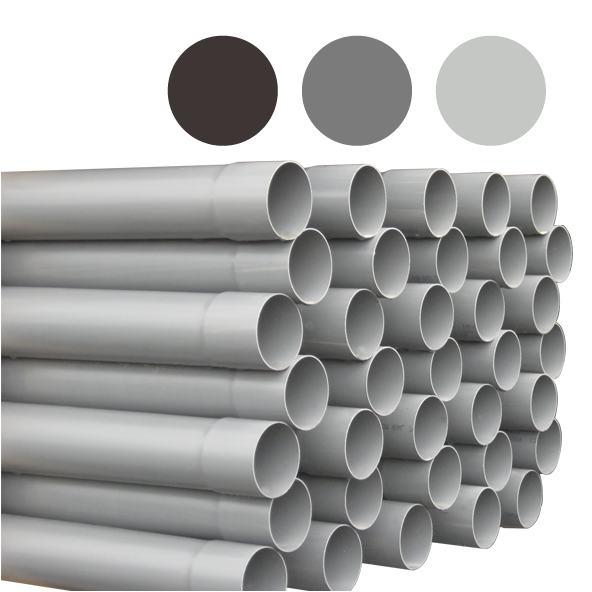 PVC rainwater pipe dia 100x1.5mm glue socket light grey l=4m