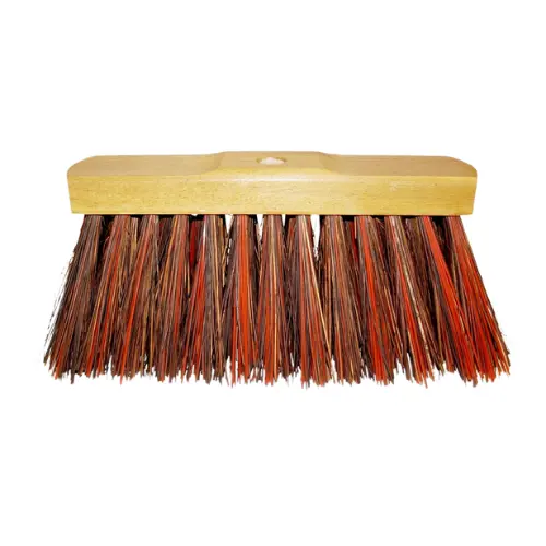 Borstel straatbezem bassine rood pvc geel hout 