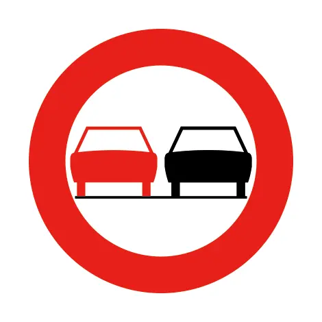 Verkeersbord C35 Verbod voertuig meer dan 2 wielen links inhalen T250 D700 