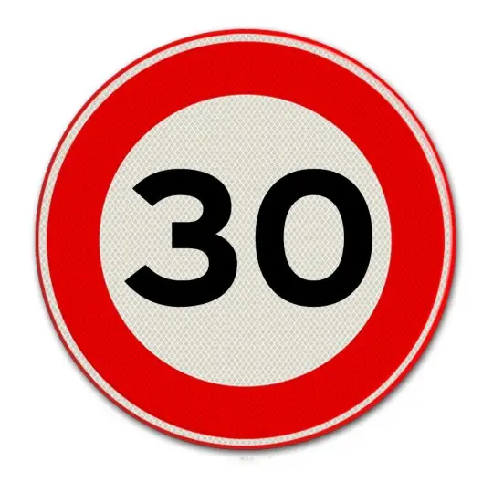 Verkeersbord C43 Maximum toegelaten snelheid "10"/"30" SB250 D700 HI WZ