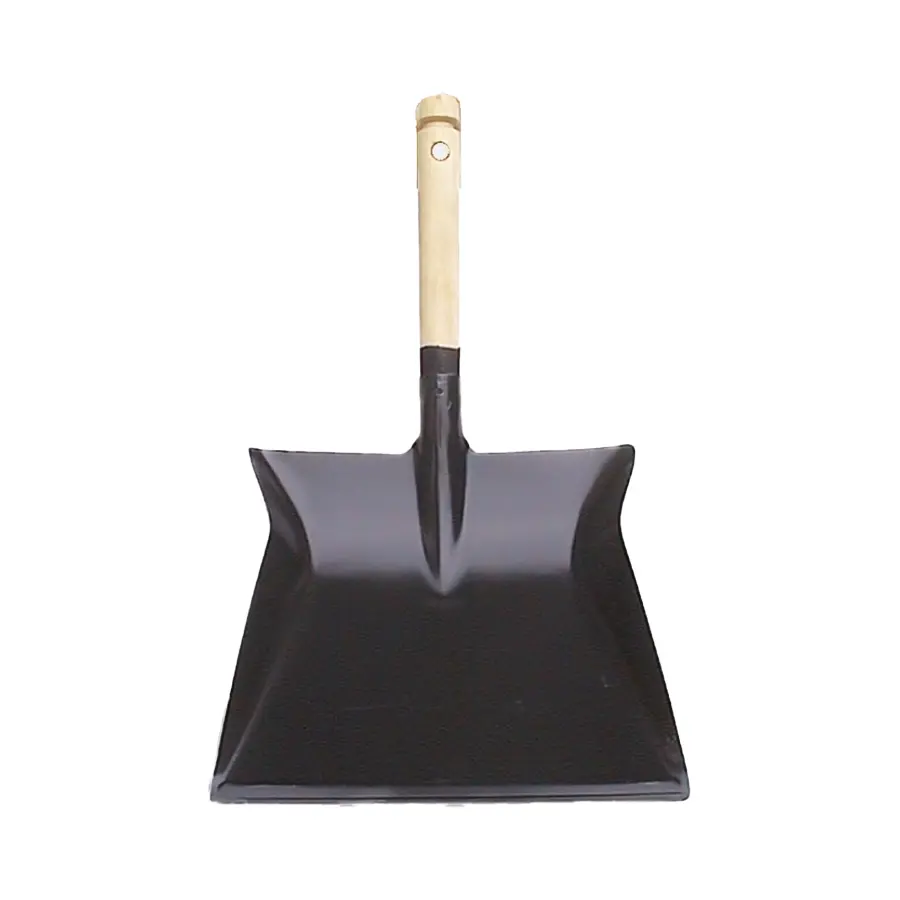 Stofblik metaal zwart houten steel