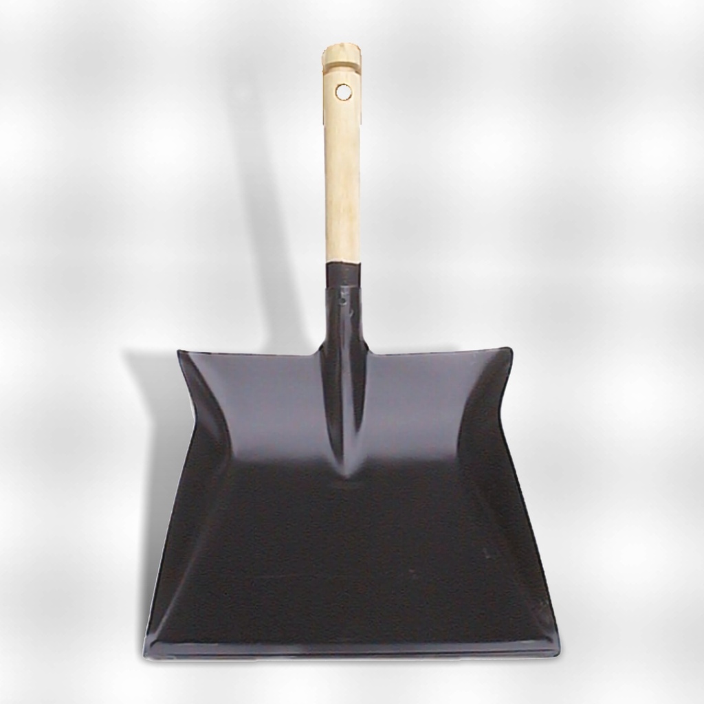 Stofblik metaal zwart houten steel