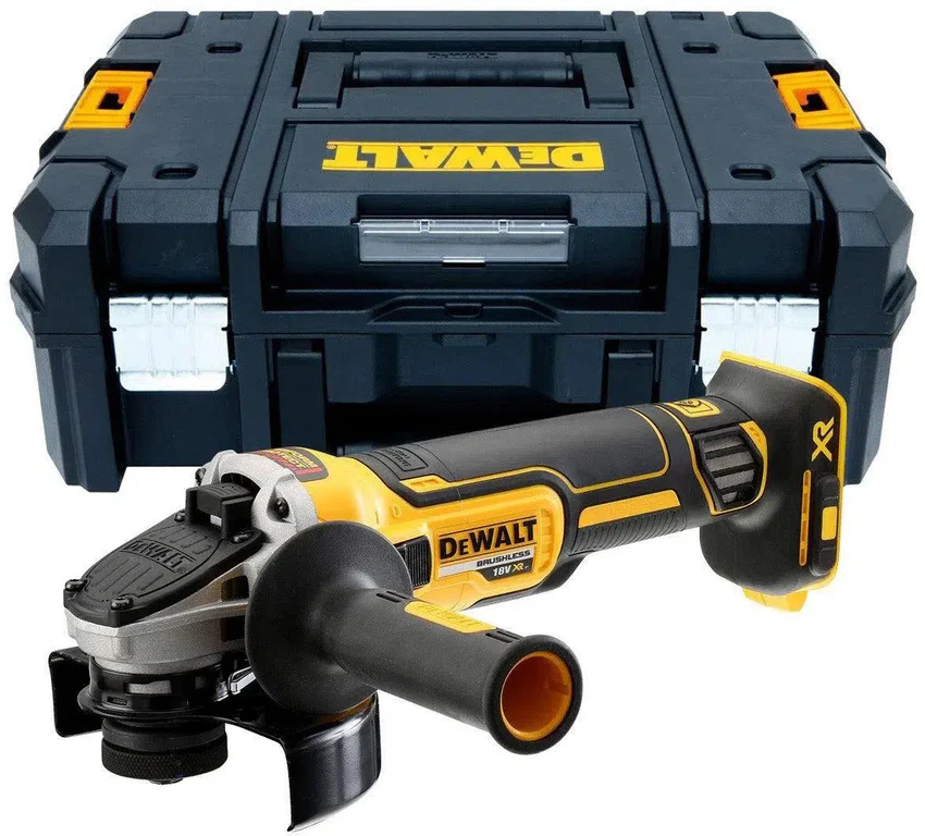 18V XR 125mm Brushless Angle Grinder with slide switch in TSTAK case - without battery and lar