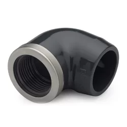 PVC pressure bend 40mm x 5/4” BI DR stainless steel ring (25pcs/box)