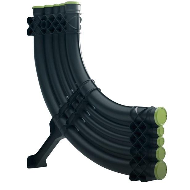 Aansluitbocht 2x110 1x75 2x50 zwart model DS 