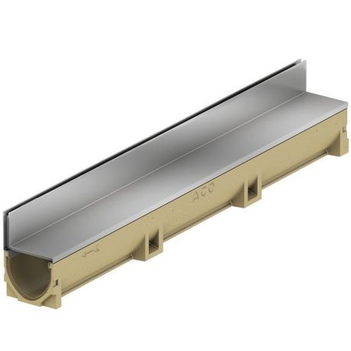Aco Euroline 100 discreet 65 with exc. stainless steel attachment H=118mm