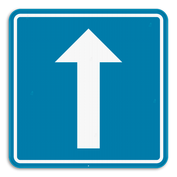 Verkeersbord F19 Eenrichtingsverkeer T250 700x700 blauw/grijs 