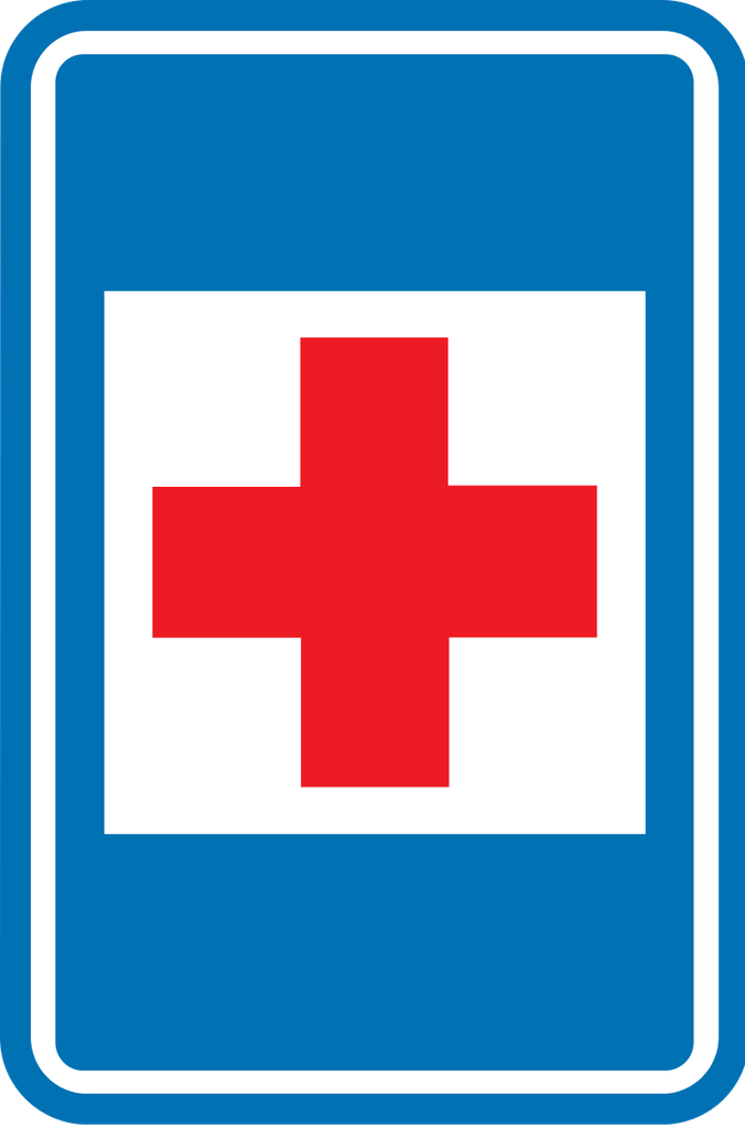 Verkeersbord F55 Hulppost rood kruis SB250 400x600 