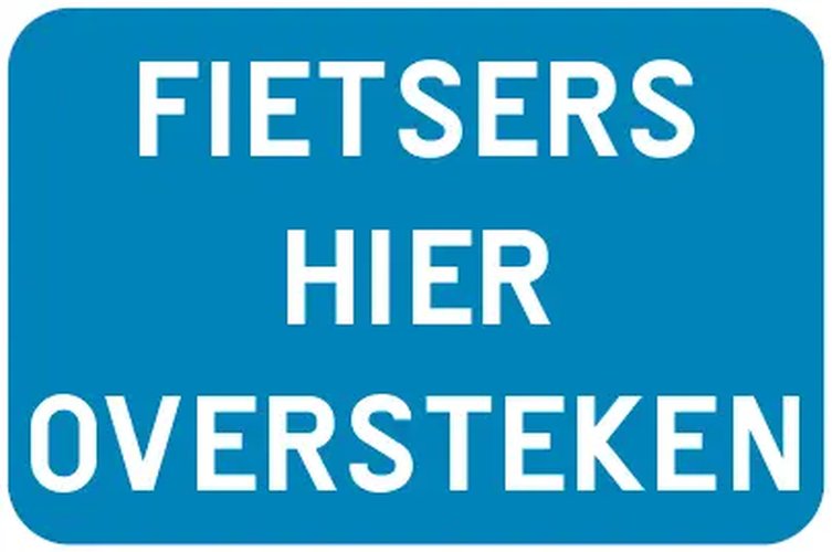 Traffic sign "cyclists crossing" 600/400 field blue/gray