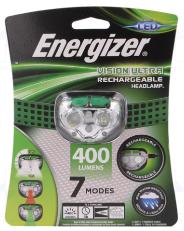 Lampe frontale Energizer vision ultra hd 400LM rechargeable