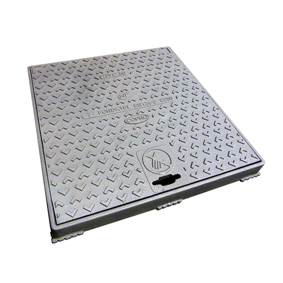Trappe de supervision hydraulique en fonte HYC70 C250 - VO=596x605mm KM=712x737mm H=51mm COPRO