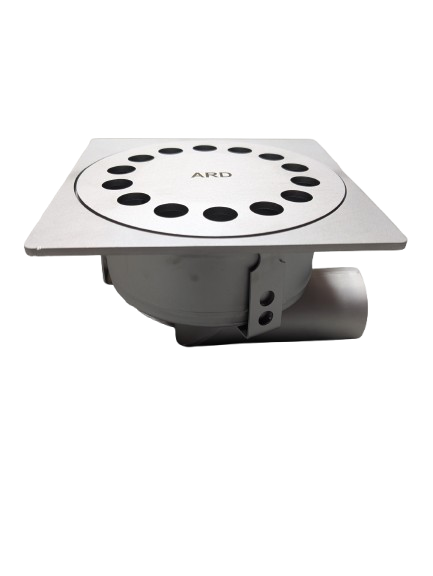 Clock trap stainless steel 25x25 M125 with basket H=221mm Horizontal outlet dia 110mm