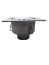 Kloksifon inox 30x30 L15 met mand H=116mm Verticale uitlaat dia 110mm 