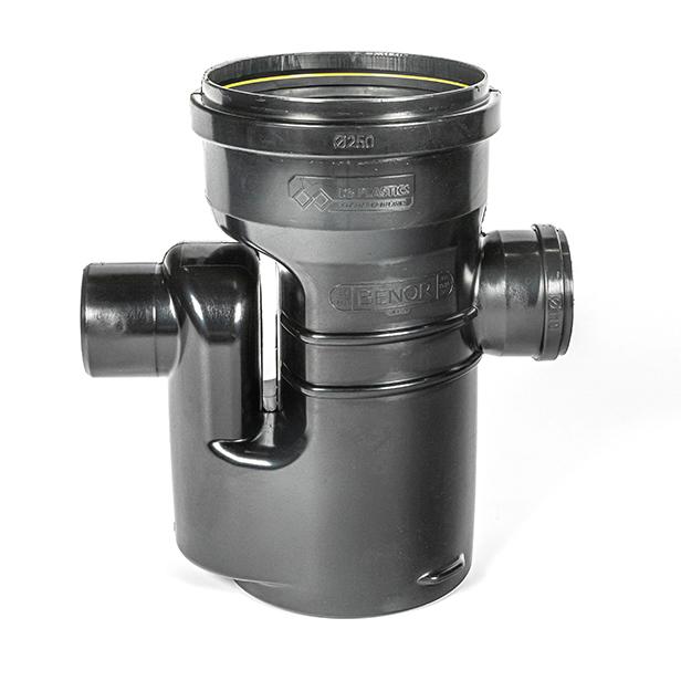 PE pit dia 250 1x110 1x110 siphon with collar ds
