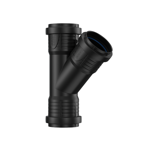 PP sanitary T-piece dia 125 45° 3xM
