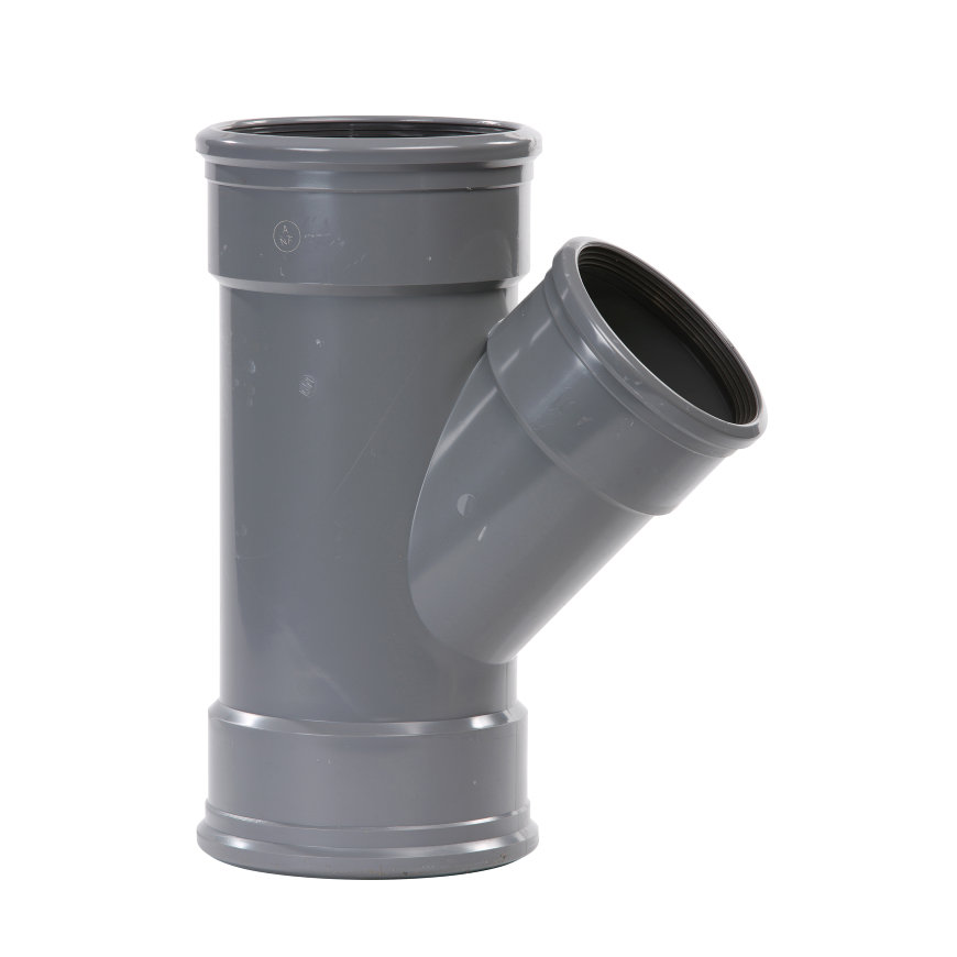 PVC rouge Pièce en T 250/200 45° 3xM gris benor SN4