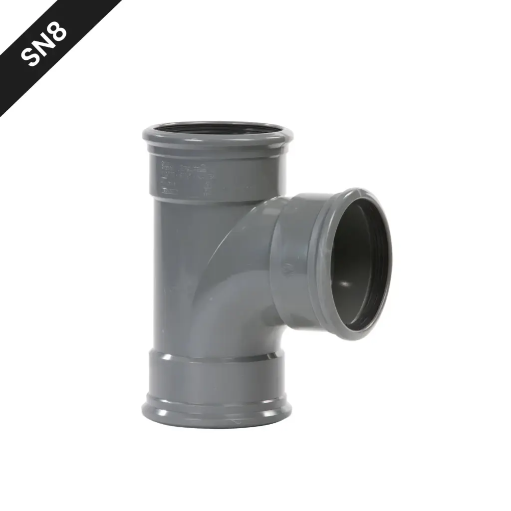 PVC street sewer T-piece dia 125 87° 3xM gray benor SN8 (to order)
