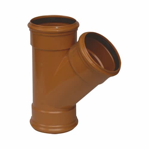 PVC T-stuk dia 160 45° 3xM roodbruin benor SN4