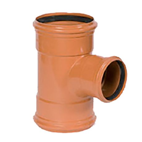 PVC Pièce en T dia 160 87° 3xM rouge brun benor SN4