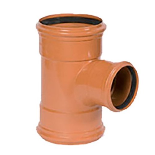 PVC T-stuk dia 160 87° 3xM roodbruin benor SN4 