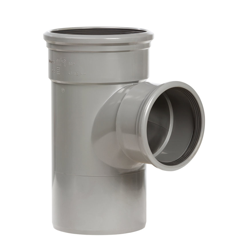 PVC T-piece dia 500 87° 2xMsp gray benor SN4